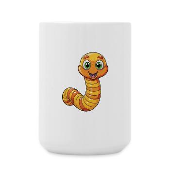 Ver de terre Mignon Personnage De Dessin Animé Kawaii Clipart - Grande tasse 440 ml - blanc - Devant