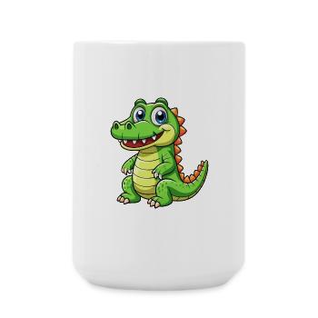 Alligator Mignon Personnage De Dessin Animé Kawaii Clipart - Grande tasse 440 ml - blanc - Devant