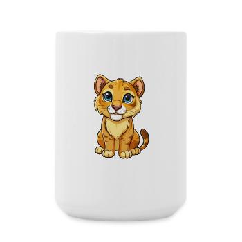 Cougar Cute Cartoon Character Kawaii Clipart - Large Mug 440 ml - white - Front