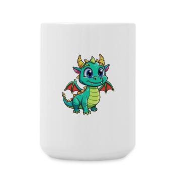 Drache Niedliche Zeichentrickfigur Kawaii Clipart - Große Tasse 440 ml - Weiß - Vorne