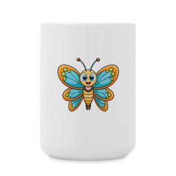 Butterfly Cute Cartoon Character Kawaii Clipart - Large Mug 440 ml - white - Front