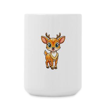 Hirsch Niedliche Zeichentrickfigur Kawaii Clipart - Große Tasse 440 ml - Weiß - Vorne