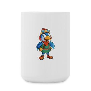 Weber Vogel Niedliche Zeichentrickfigur Kawaii Clipart - Große Tasse 440 ml - Weiß - Vorne