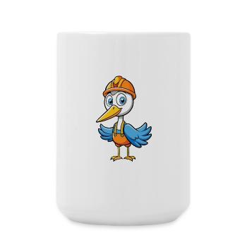 Kranich Niedliche Zeichentrickfigur Kawaii Clipart - Große Tasse 440 ml - Weiß - Vorne