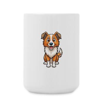 Border Collie Chien Mignon Personnage De Dessin Animé Kawaii - Grande tasse 440 ml - blanc - Devant