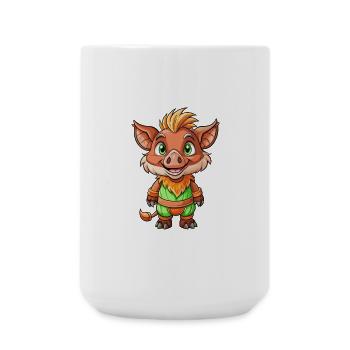 Wild Boar Cute Cartoon Character Kawaii Clipart - Large Mug 440 ml - white - Front