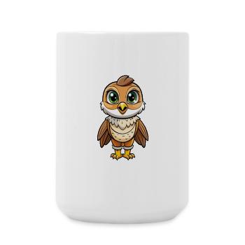 Falke Niedliche Zeichentrickfigur Kawaii Clipart - Große Tasse 440 ml - Weiß - Vorne