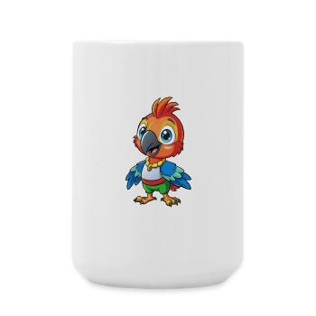 Papagei Niedliche Zeichentrickfigur Kawaii Clipart - Große Tasse 440 ml - Weiß - Vorne
