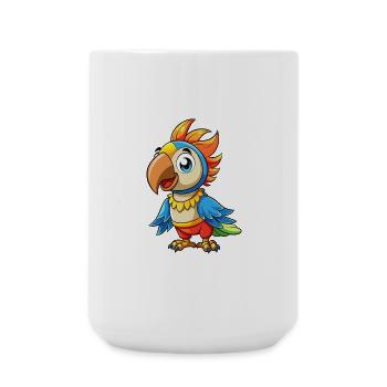 Papagei Niedliche Zeichentrickfigur Kawaii Clipart - Große Tasse 440 ml - Weiß - Vorne