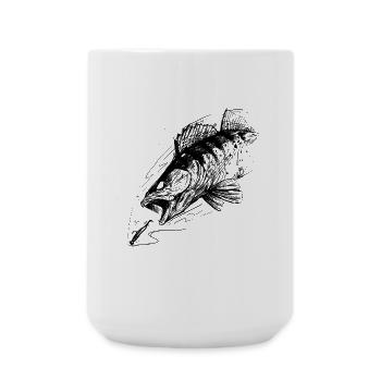 Poisson de vie ! - T-shirt de pêche Zander Attack 2 - Grande tasse 440 ml - blanc - Devant