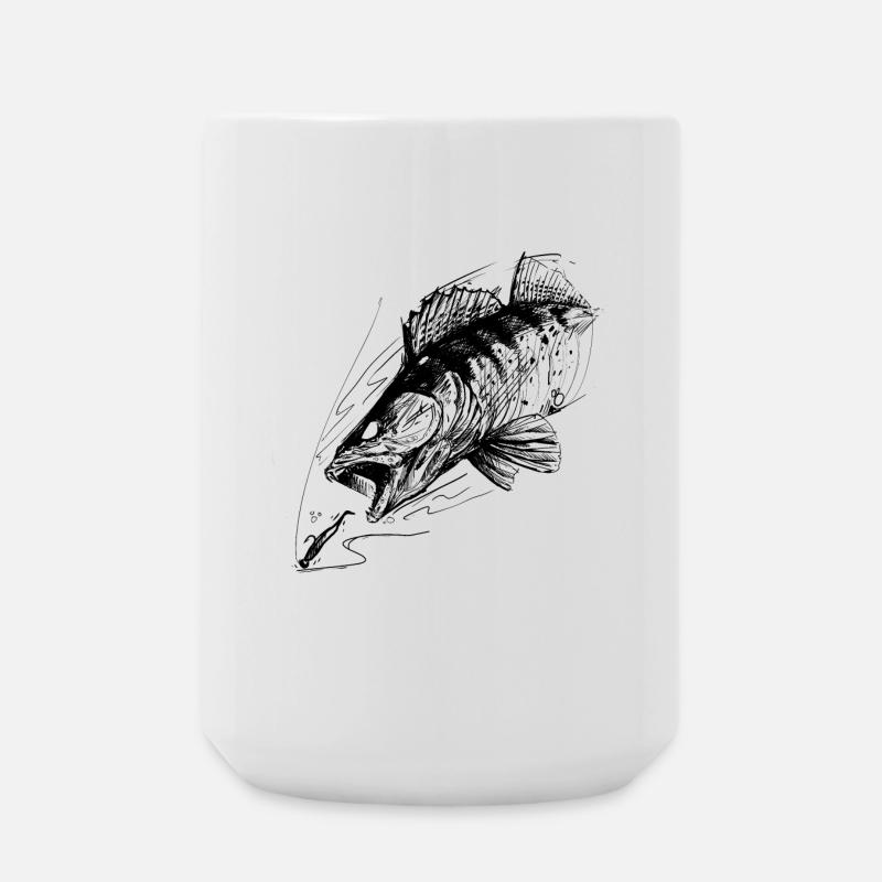 Fisch des Lebens! - Angeltshirt Zanderangriff 2 - Große Tasse 440 ml - Weiß