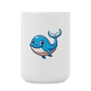 baleine mignon personnage de dessin animé Kawaii Clipart - Grande tasse 440 ml - blanc - Devant