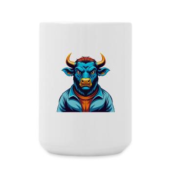 Bull Colorful Kawaii Cartoon Character Clipart - Large Mug 440 ml - white - Front