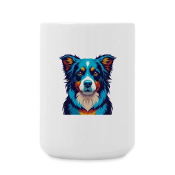 Australian Shepherd Hund Bunte Kawaii Karikatur - Große Tasse 440 ml - Weiß - Vorne