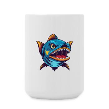 Barracuda Coloré Kawaii Dessin Animé Personnage Animal de compagnie - Grande tasse 440 ml - blanc - Devant