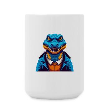 Alligator Bunte Kawaii Cartoon Figur Haustier - Große Tasse 440 ml - Weiß - Vorne