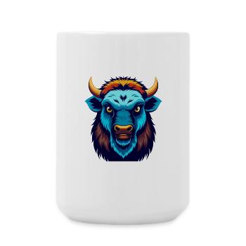 Bison coloré Kawaii Dessin animé Personnage Clipart - Grande tasse 440 ml - blanc - Devant