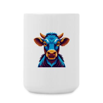 vache coloré kawaii dessin animé personnage clipart - Grande tasse 440 ml - blanc - Devant