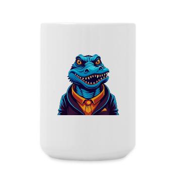 Krokodil Bunt Kawaii Cartoon Charakter Haustier - Große Tasse 440 ml - Weiß - Vorne