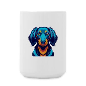 Dackel Hund Bunte Kawaii Zeichentrickfigur - Große Tasse 440 ml - Weiß - Vorne