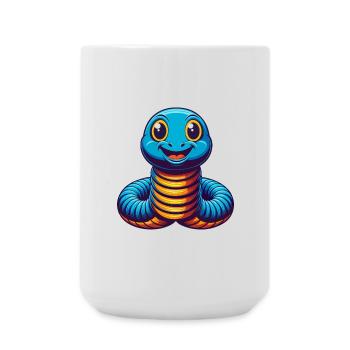 Regenwurm Bunte Kawaii Cartoon Figur Haustier - Große Tasse 440 ml - Weiß - Vorne