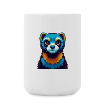 Ferret coloré Kawaii Dessin animé Personnage Clipart - Grande tasse 440 ml - blanc - Devant