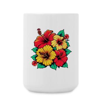 Hibiscus Flowers - Large Mug 440 ml - white - Front