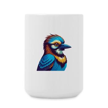 Jay Bird Colorful Kawaii Cartoon Character Clipart - Large Mug 440 ml - white - Front