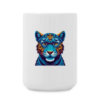 Jaguar Colorful Kawaii Cartoon Character Clipart - Large Mug 440 ml - white - Front