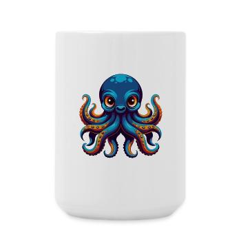 Octopus Colorful Kawaii Cartoon Character Clipart - Large Mug 440 ml - white - Front