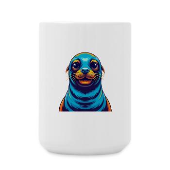 Siegel Bunte Kawaii Cartoon Figur Clipart - Große Tasse 440 ml - Weiß - Vorne