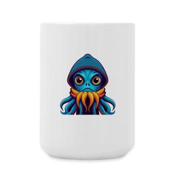 calmar coloré kawaii personnage de dessin animé clipart - Grande tasse 440 ml - blanc - Devant