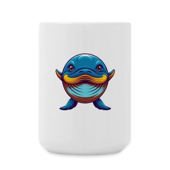 baleine coloré kawaii dessin animé personnage clipart - Grande tasse 440 ml - blanc - Devant