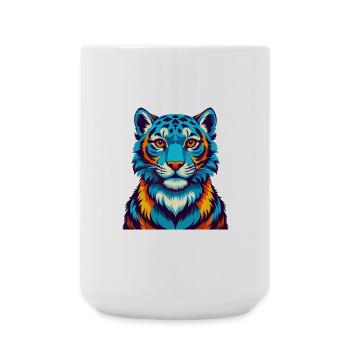 Léopard des neiges coloré Kawaii dessin animé Personnage Animal de compagnie - Grande tasse 440 ml - blanc - Devant