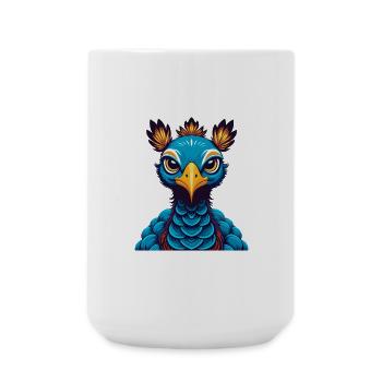 Peacock Colorful Kawaii Cartoon Character Clipart - Large Mug 440 ml - white - Front