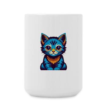 Kitten Colorful Kawaii Cartoon Character Clipart - Large Mug 440 ml - white - Front