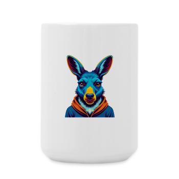 Kangaroo Colorful Kawaii Cartoon Character Clipart - Large Mug 440 ml - white - Front