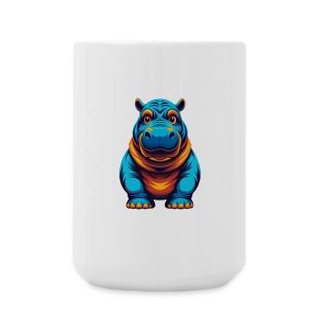 Hippo Colorful Kawaii Cartoon Character Clipart - Large Mug 440 ml - white - Front