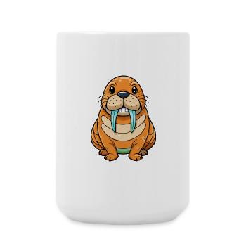 Walrus Cute Cartoon Character Kawaii Clipart - Large Mug 440 ml - white - Front
