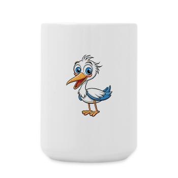 Cigogne mignon personnage de dessin animé Kawaii Clipart - Grande tasse 440 ml - blanc - Devant