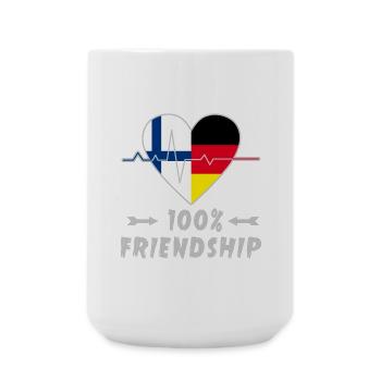 Finnland und Deutschland 100% Freundschaft - Große Tasse 440 ml - Weiß - Vorne