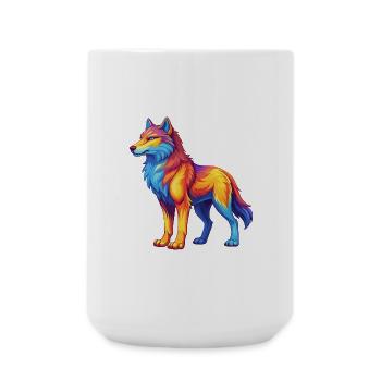 Arctic Wolf Colorful Kawaii Cartoon Character - Large Mug 440 ml - white - Front