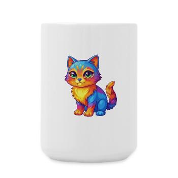 Katze Bunte Kawaii Cartoon Figur Clipart - Große Tasse 440 ml - Weiß - Vorne