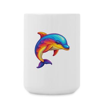 dauphin coloré kawaii dessin animé personnage clipart - Grande tasse 440 ml - blanc - Devant
