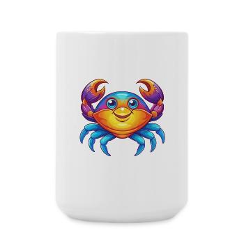 Crab Colorful Kawaii Cartoon Character Clipart - Large Mug 440 ml - white - Front