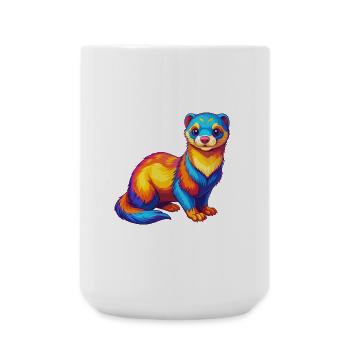 Ferret coloré Kawaii Dessin animé Personnage Clipart - Grande tasse 440 ml - blanc - Devant