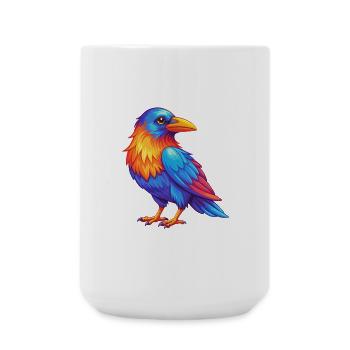 Crow Colorful Kawaii Cartoon Character Clipart - Large Mug 440 ml - white - Front