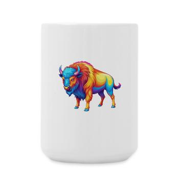Bison coloré Kawaii Dessin animé Personnage Clipart - Grande tasse 440 ml - blanc - Devant