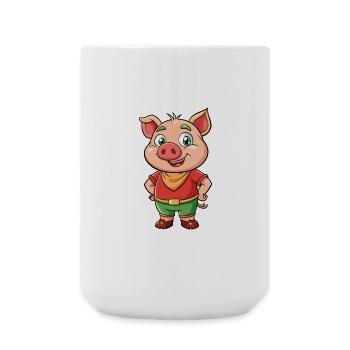 Schwein Niedliche Zeichentrickfigur Kawaii Clipart - Große Tasse 440 ml - Weiß - Vorne