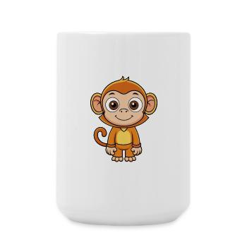 Affe Niedliche Zeichentrickfigur Kawaii Clipart - Große Tasse 440 ml - Weiß - Vorne